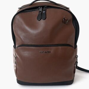 Coach Brown Leather Everyday Backpack with Black Accents C2934